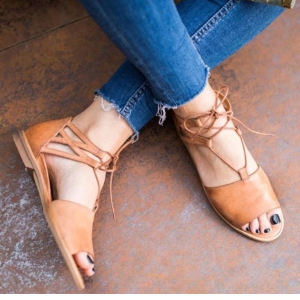 Paul Green Morea Lace Up Leather Flat Sandal